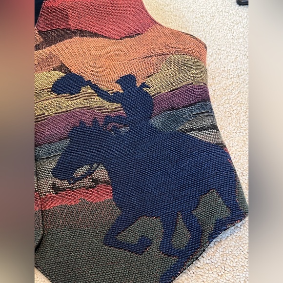 Sharon Young vintage Southwest cowboy on horseback Vest - Picture 13 of 15